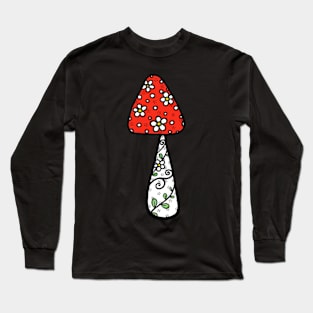 Flower Vine Red Mushroom Long Sleeve T-Shirt